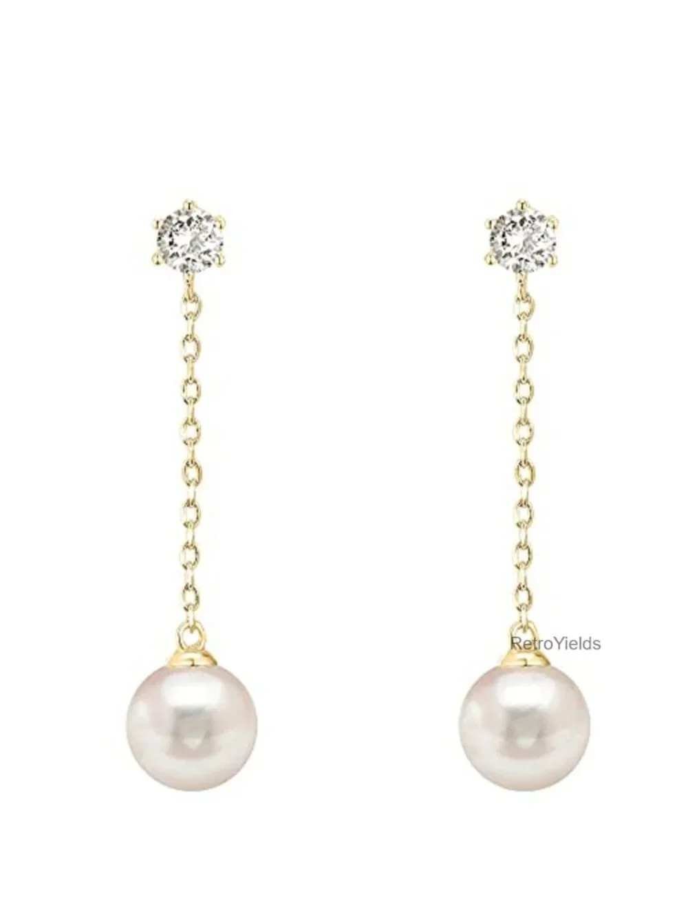 14K Gold Plated Pearl Drop Dangle Earrings, Hypoallergenic 925 Sterling Silver